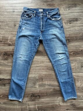 Citizens Of Humanity Liya Blue High Rise Classic Fit Crop Jeans Distressed 25
